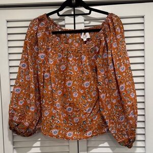 Cleobella Orange Floral Blouse